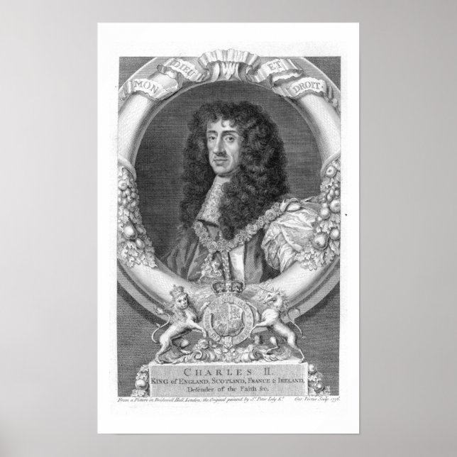 Charles II (1630-85) Kung i Underbaren Storbritann Poster (Framsidan)