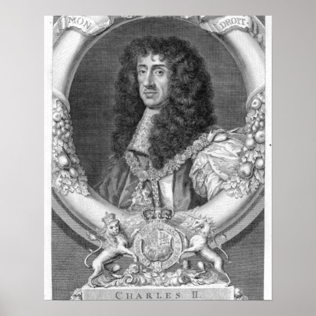 Charles II (1630-85) Kung i Underbaren Storbritann Poster (Framsidan)