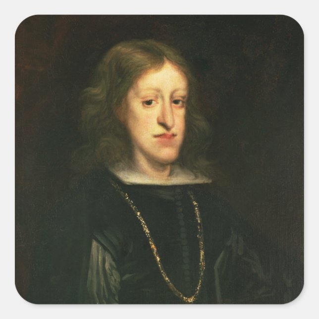 Charles II i Spanien Fyrkantigt Klistermärke (Framsida)