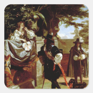 Charles II och Nell Gwynne Fyrkantigt Klistermärke