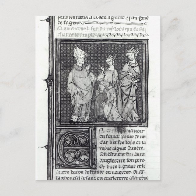 Charles III Simple med sin fru och sin fru Vykort (Framsida)