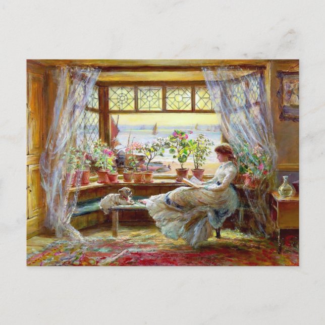 Charles James Lewis Painting of a Woman Reading Vykort (Framsida)