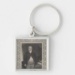 Charles James räv Fyrkantig Silverfärgad Nyckelring