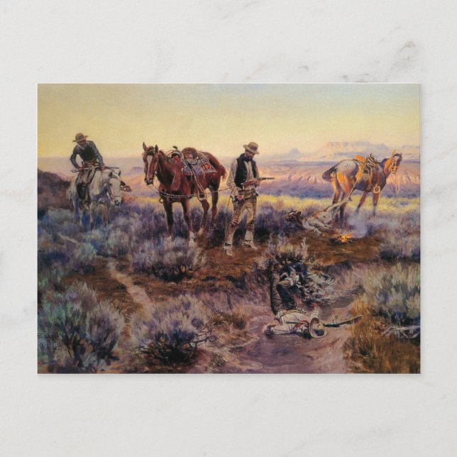 Charles M. Russell Betalar Spelmannen 1919 Vykort (Framsida)