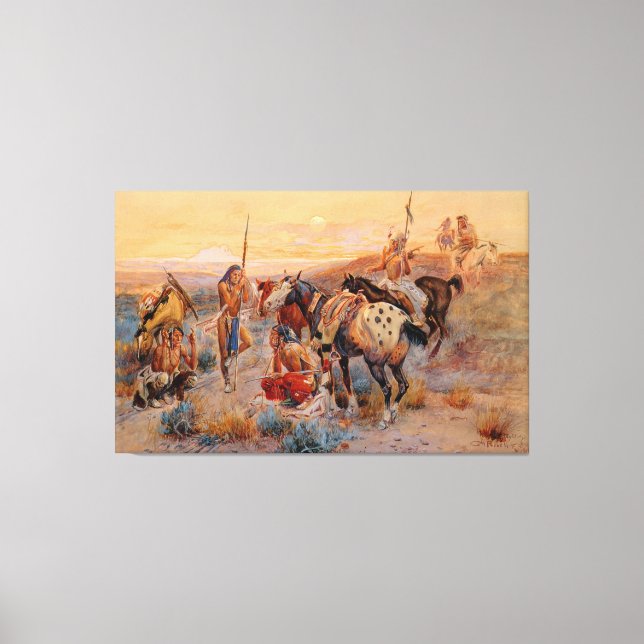 Charles M. Russell's First Wagon Tracks (1908) Canvastryck (Framsida)
