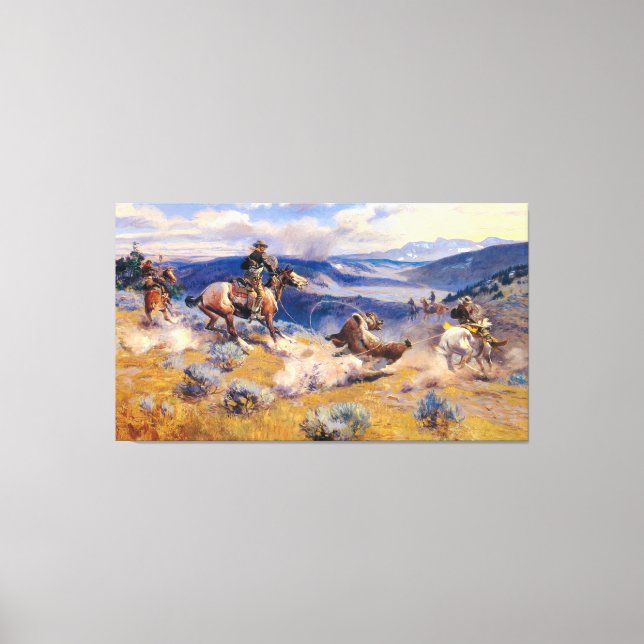 Charles M. Russell's Loops and Swift Horses (1916) Canvastryck (Framsida)