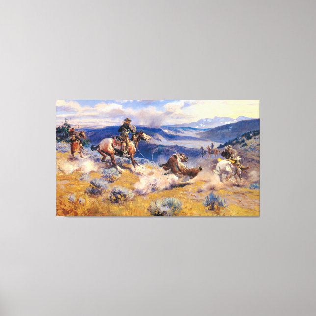 Charles M. Russell's Loops and Swift Horses (1916) Canvastryck (Framsida)