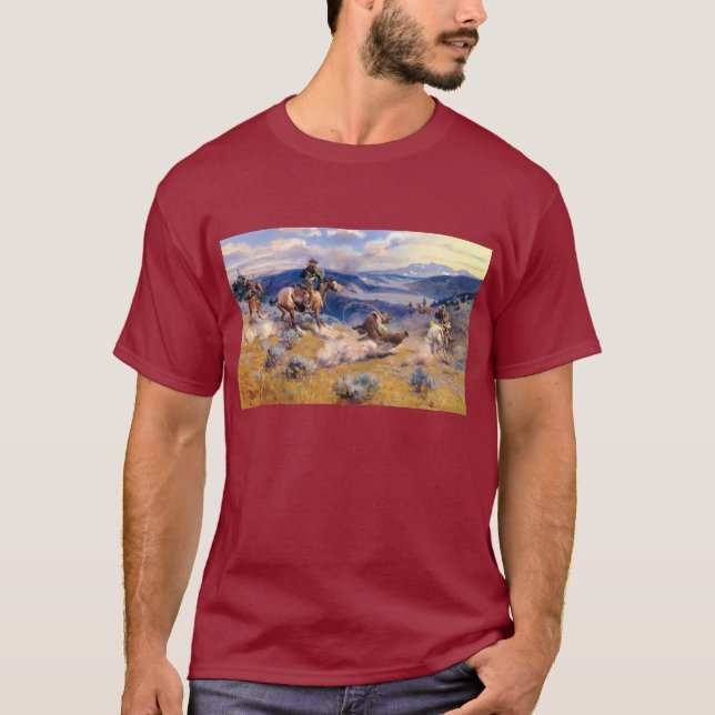 Charles M. Russell's Loops and Swift Horses (1916) Tee Shirt (Framsida)