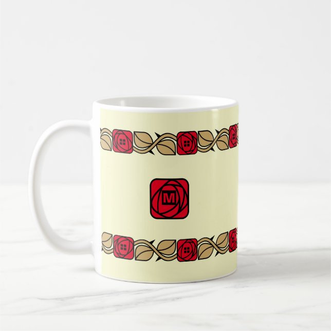 Charles Mackintosh Arts & Crafts Stil Ro Frieze Kaffemugg (Vänster)