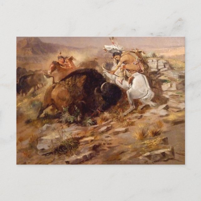 Charles Marion Russell - Buffalo Hunt Vykort (Framsida)