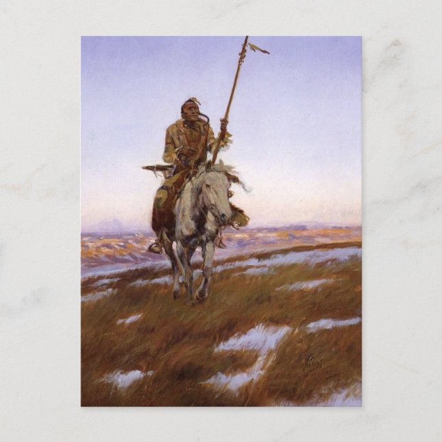 Charles Marion Russell - Cree Indian Vykort (Framsida)