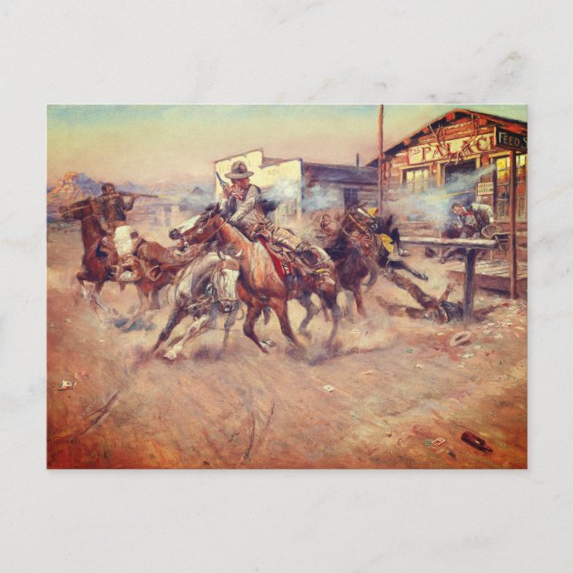 Charles Marion Russell – Smoke of a .45 Vykort (Framsida)