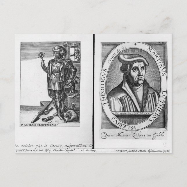Charles Martel och Martin Luther Vykort (Framsida)
