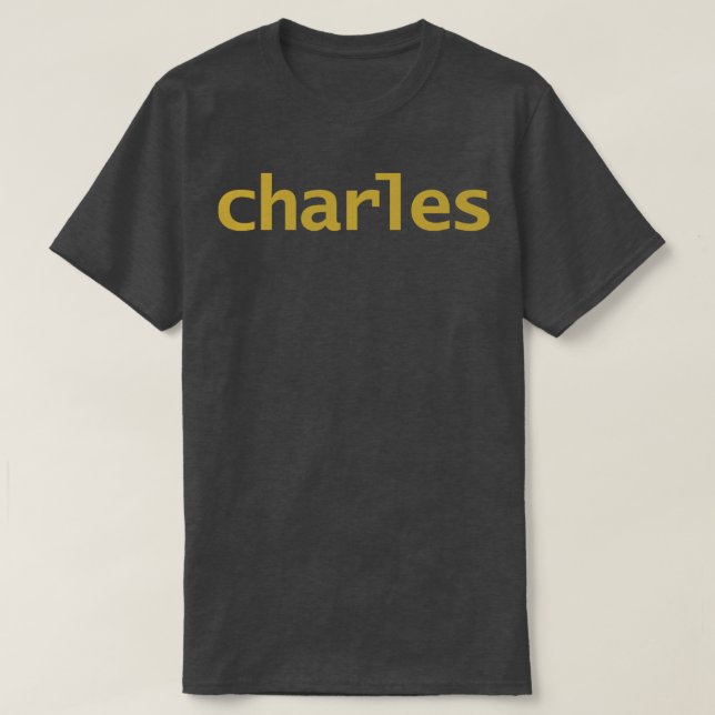 Charles Minimal Typography Guld Text T Shirt (Design framsida)