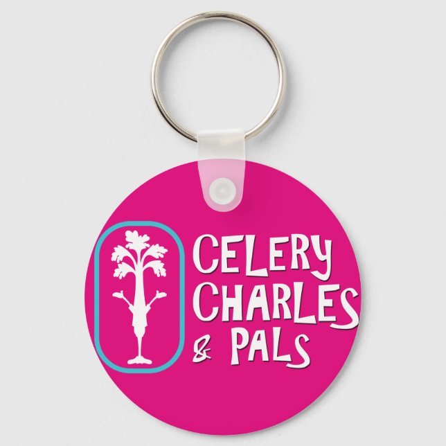 "Charles & Pals" Fuchsia Button Keychain Nyckelring (Framsida)