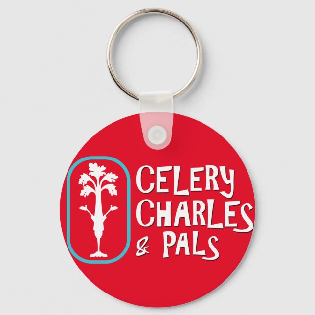 "Charles & Pals" Red Button Keychain Nyckelring (Framsida)
