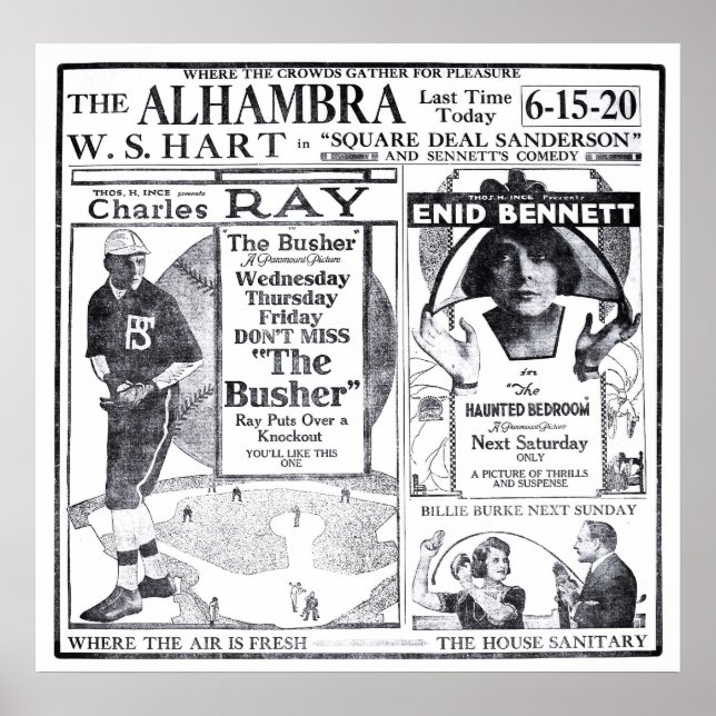 Charles Ray 1920 vintages baseball-film och poster (Framsidan)
