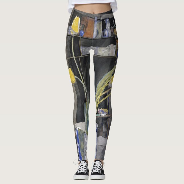 Charles Rennie Mackintosh - Gult Tulips Leggings (Framsida)