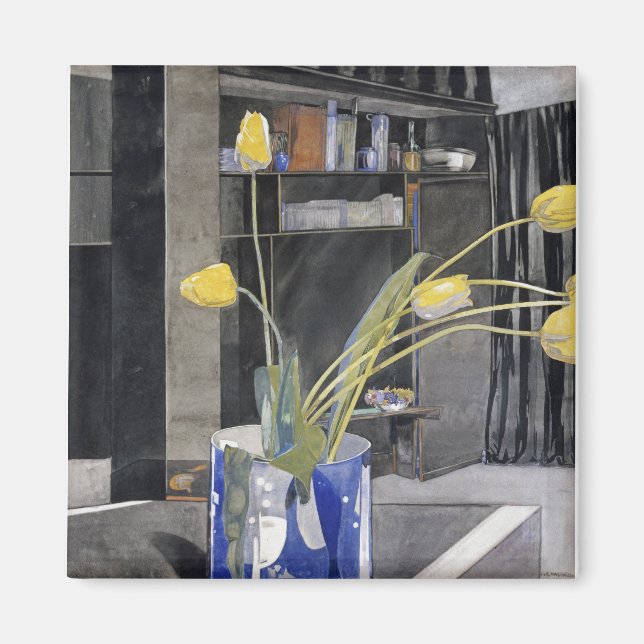 Charles Rennie Mackintosh - Gult Tulips Magnet (Framsidan)