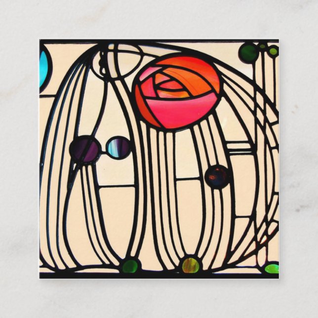 Charles Rennie Mackintosh-lagat glas Fyrkantigt Visitkort (Framsida)