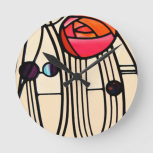 Charles Rennie Mackintosh-lagat glas Rund Klocka