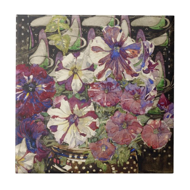 Charles Rennie Mackintosh - Petunias Kakelplatta (Framsidan)