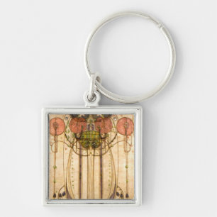 Charles Rennie Mackintosh Wassail Fyrkantig Silverfärgad Nyckelring