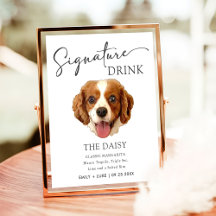 Charles Spaniel Hund Bröllop Namnteckning Drink Si