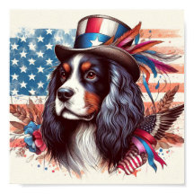Charles spaniels with USA veteran day Poster