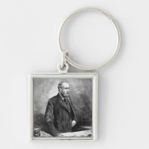 Charles Stewart Parnell Fyrkantig Silverfärgad Nyckelring