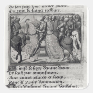 Charles VII och Joan av bågen på siegen av Fyrkantigt Klistermärke