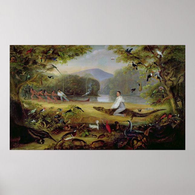 Charles Waterton fångade en kajman, 1825-26 Poster (Framsidan)