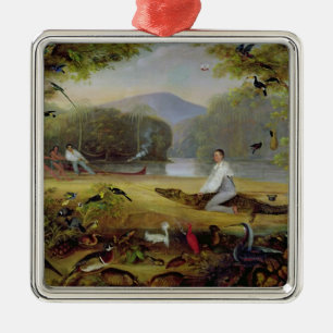 Charles Waterton som fångar en cayman, 1825-26 Julgransprydnad Metall