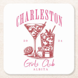 Charleston 90-talets bachelorette Party Underlägg Papper Kvadrat