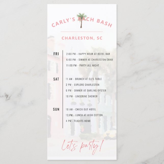 Charleston Bach Helg Itinerary Program (Framsida)