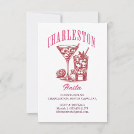 charleston bachelorette helg cocktail rosa red inbjudningar