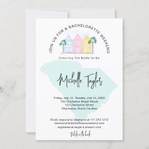 Charleston Bachelorette Helg inkontinerary South I Inbjudningar