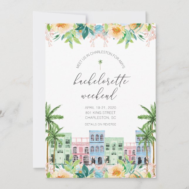 Charleston Bachelorette-inbjudan och italienska (Framsida)
