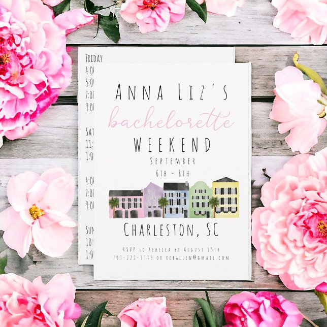 Charleston Bachelorette Party Helg Itinerary Inbjudningar (Skapare uppladdad)