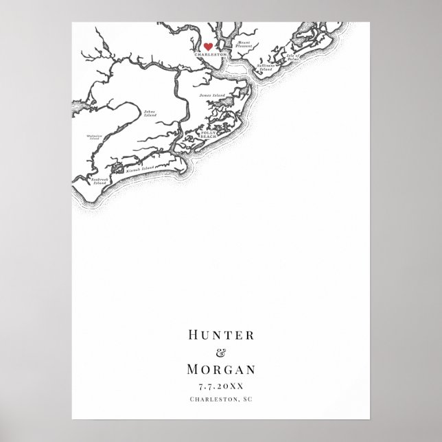 Charleston Bröllop Elegant Karta Guest Bok Poster (Framsidan)