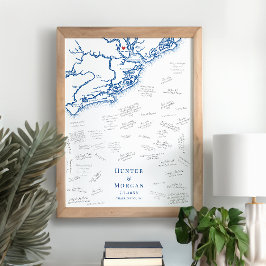 Charleston Bröllop Elegant Karta Guest Bok Poster