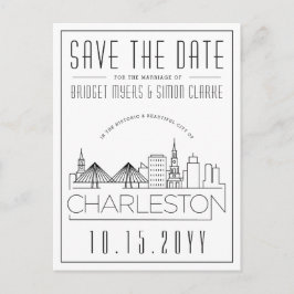 Charleston Bröllop Steilized Skyline Spara datum Vykort