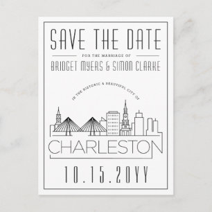 Charleston Bröllop Steilized Skyline Spara datum Vykort