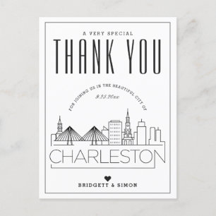 Charleston Bröllop Tack för att du kom! vykort