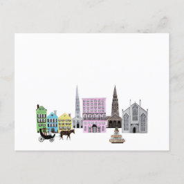Charleston City Skyline Artwork Meddelande Vykort