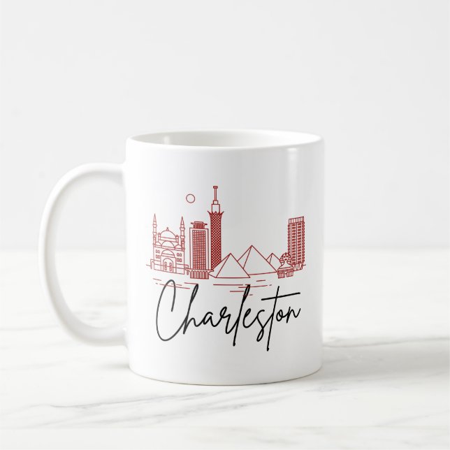 Charleston | City Stylized Skyline Kaffemugg (Vänster)