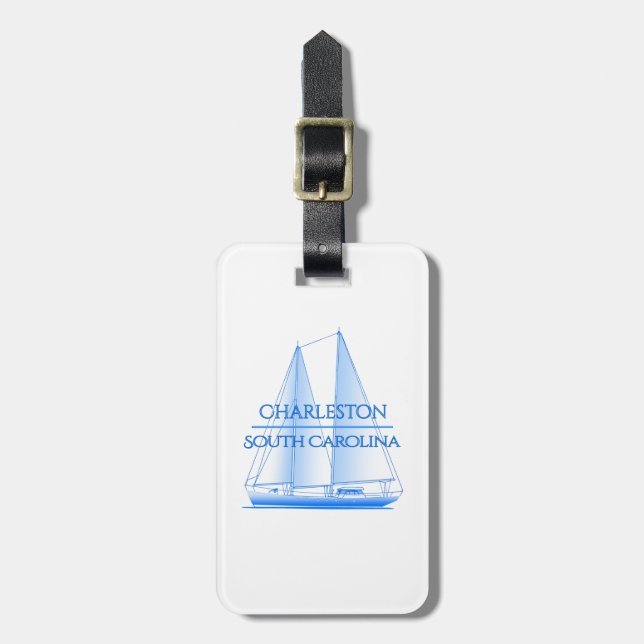 Charleston Coastal Nautical Sailing Sailor Bagagebricka (Vertikal Framsida)