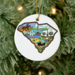 Charleston Columbia South Carolina Myrtle Beach Julgransprydnad Keramik<br><div class="desc">Retro stil SC,  delstat karta,  har områdeskod 803,  843,  854 och mt nice SC,  Sjö Wylie och Sjö Hartwell. Så om du är en South Carolina-turist eller resande och har borta att följa stranden,  Columbia,  SC så är det för dig!</div>