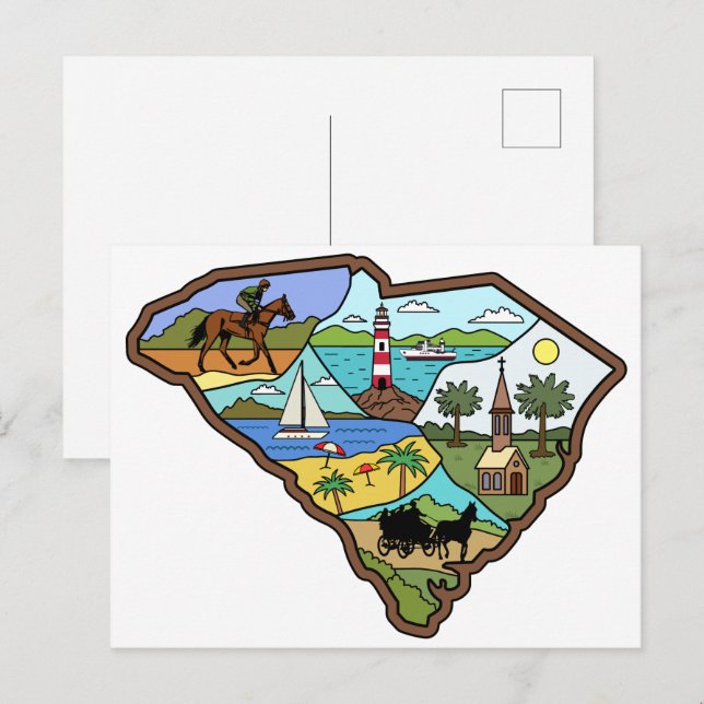 Charleston Columbia South Carolina Myrtle Beach Vykort (Fram/baksida)