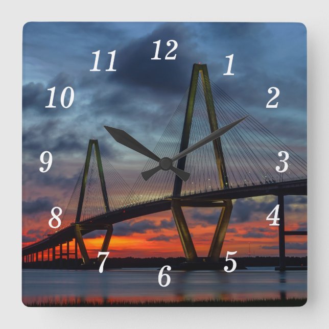 Charleston Fire like Sunset Wall Clock Fyrkantig Klocka (Framsida)